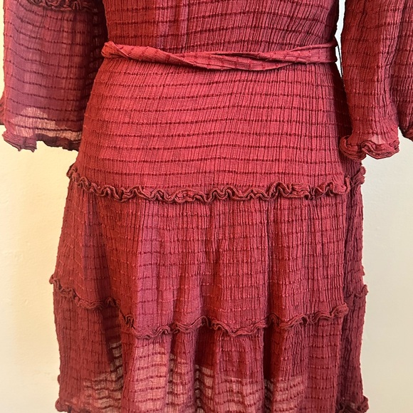 Entro Rust Red Mini Ruffle Dress - Picture 6 of 11